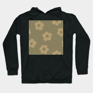 Chunky Retro Flowers - Muted Earthy Green Hoodie